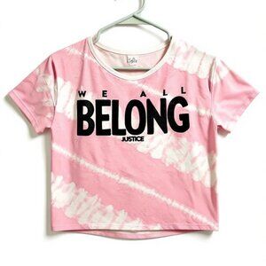 Justice We All Belong Pink Tie Dye Crop Tee Girls XL